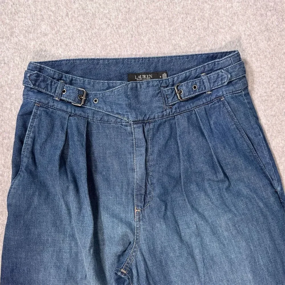 Lauren Ralph Lauren Black Label Women's Size 8 Wide Leg High Waist Cropped Jeans